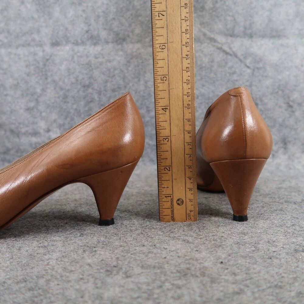 Vintage Shoes Womens 36.5 G Zuin Pumps Leather Heels Made In Italy Classic Brown - Picture 8 of 15